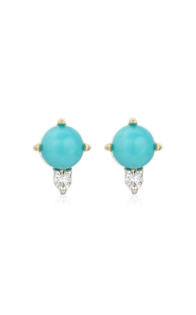 Adina Reyter Women's 14k Gold Turquoise And Diamond Stud Earrings