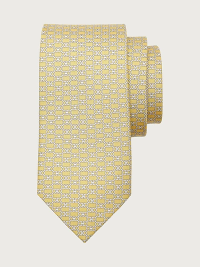 Ferragamo Mens Giallo Horse-print Silk Tie In Yellow