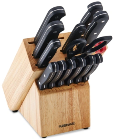 Farberware 15-pc. Knife & Edgekeeper Block Set In Black