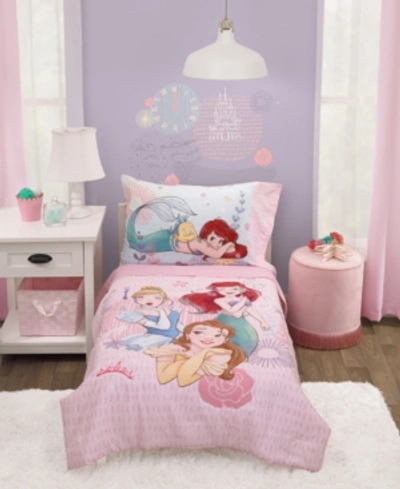 Disney Toddler Girl's Princess Belle, Ariel And Cinderella Bed Set, 4-piece In Pink