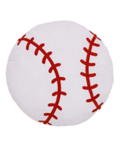 Nojo Toddler Boy's Sports Decorative Pillow Baseball With Embroidery In White