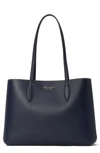 Kate Spade All Day Large Leather Tote In Blazer Blue
