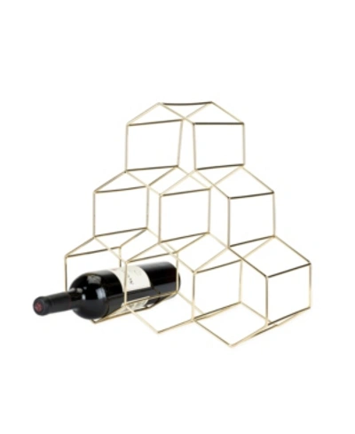 Viski Belmont Geo Wine Rack In Gold-tone