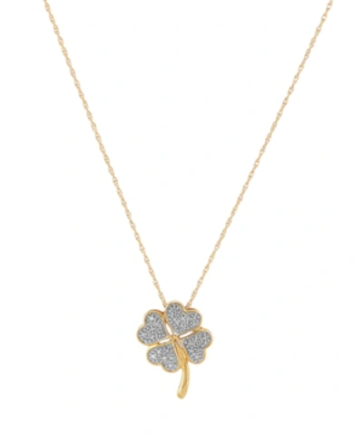 Macy's Diamond Accent Four Leaf Clover Pendant In 10k Yellow Gold