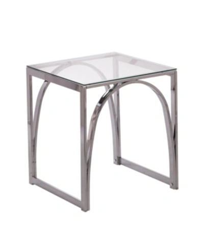 Southern Enterprises Arabelle Square Glass Top End Table In Silver