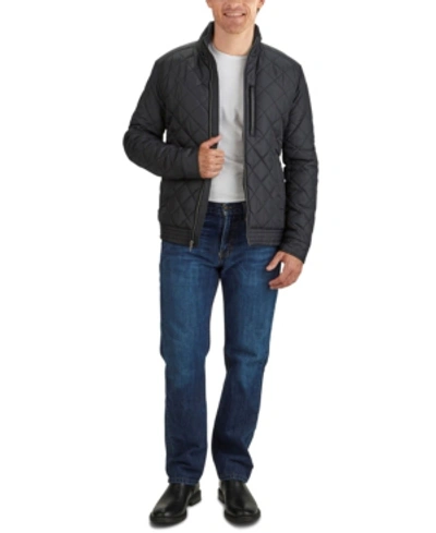 Cole Haan Cole Hann Men's Diamond Quilt Jacket With Faux Sherpa Lining In Black
