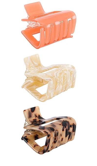 Petit Moments Roxanne Hair Clip Set In Smooth Tortoise  Marble & Peach