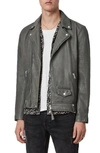 Allsaints Milo Leather Biker Jacket In Grey