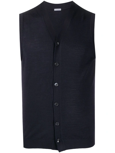 Malo Single-breasted Knitted Waistcoat In Blue