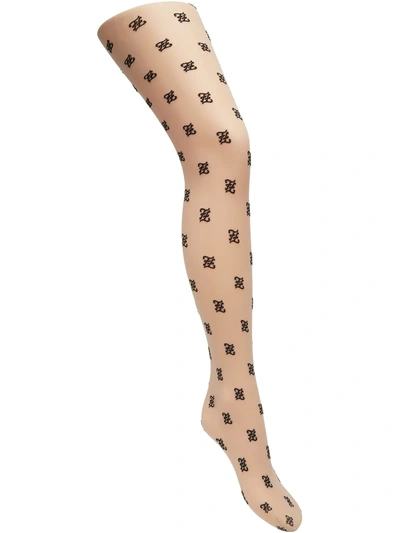 Fendi Karligraphy Motif Tights In Neutrals