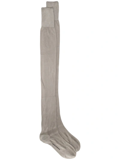 Dsquared2 Long Jacquard Logo Socks In Neutrals