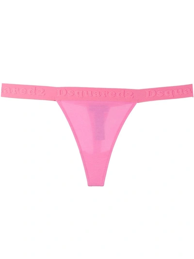 Dsquared2 Raised Logo Thong In Pink