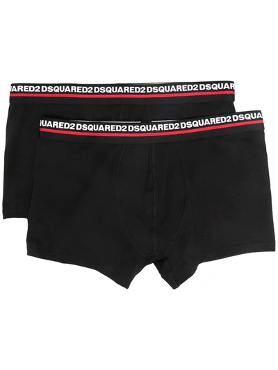 Dsquared2 Two-pack Logo Waistband Boxer Briefs In Black
