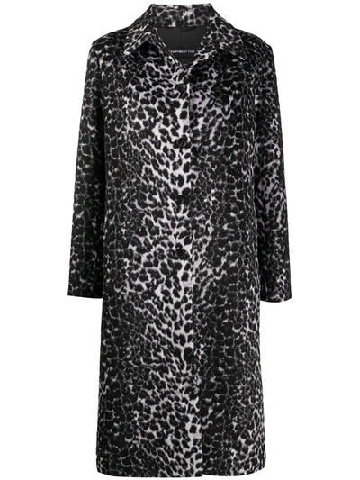 Department 5 Leopard-print Single-breasted Coat In Black