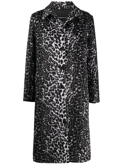 Department Five Leopard-print Single-breasted Coat In Black