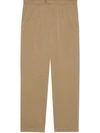 Gucci Cotton Pant With Interlocking G Patch In Brown