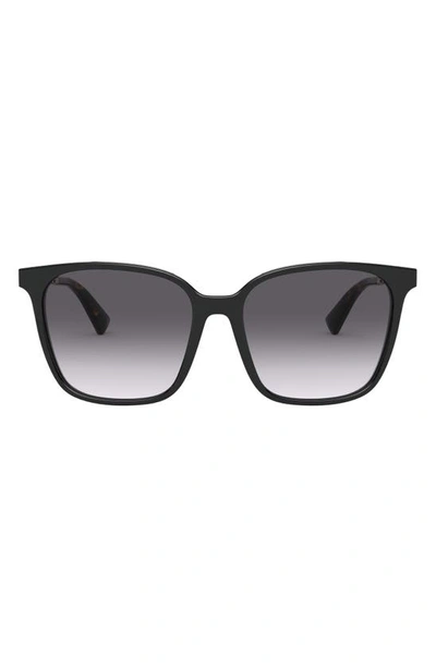 Valentino 57mm Gradient Square Sunglasses In Black/ Black Gradient