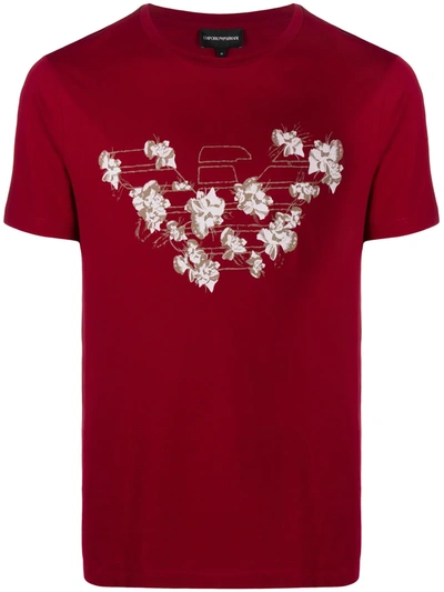 Emporio Armani Short-sleeved Logo Print T-shirt In Red