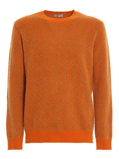 Altea Crew Neck Jacquard Jumper In Orange