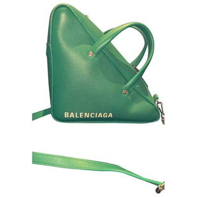Pre-owned Balenciaga Triangle Green Leather Handbag