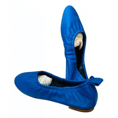 Pre-owned Celine Soft Ballerina Blue Leather Ballet Flats