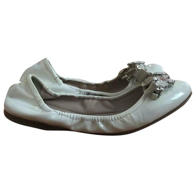 Pre-owned Miu Miu Leather Ballet Flats In White