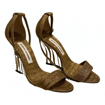 Pre-owned Manolo Blahnik Cloth Sandal In Gold
