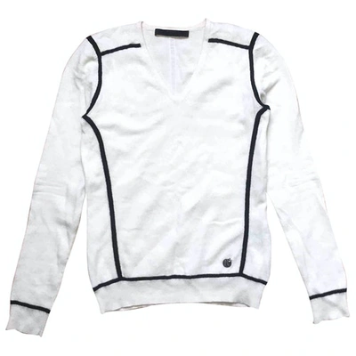 Pre-owned Karl Lagerfeld Cashmere Jumper In White
