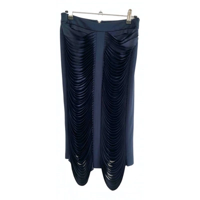 Pre-owned Dion Lee Silk Mid-length Skirt In Navy