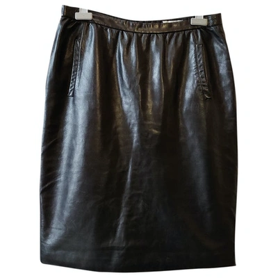 Pre-owned Dior Leather Mid-length Skirt In Black