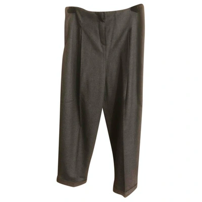 Pre-owned Max Mara Wool Large Pants In Grey