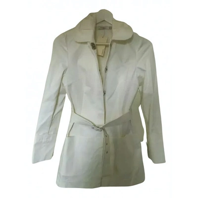 Pre-owned Pinko Trench Coat In White