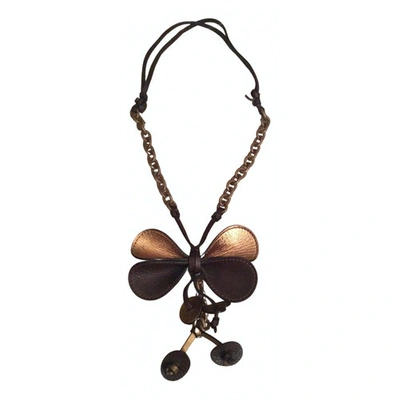 Pre-owned Moschino Cheap And Chic Brown Leather Necklace