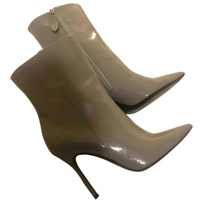 Pre-owned Aperlai Leather Ankle Boots In Grey