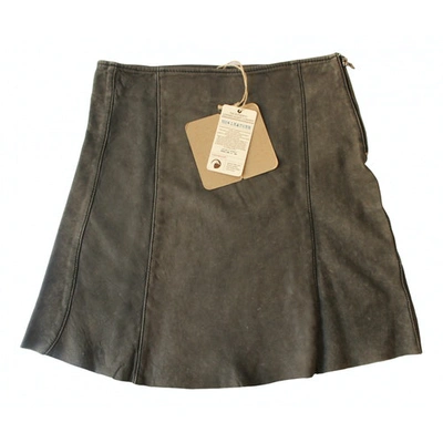 Pre-owned Goosecraft Leather Mini Skirt In Grey