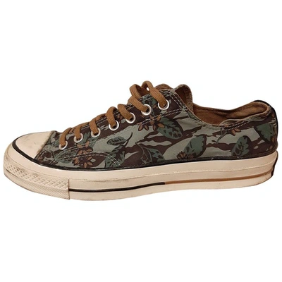 Pre-owned Converse Cloth Low Trainers In Green