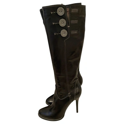 Pre-owned Alberto Guardiani Leather Boots In Black