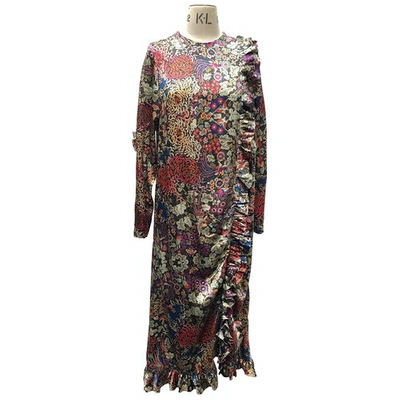 Pre-owned By Walid Silk Maxi Dress In Multicolour