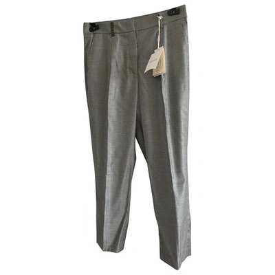 Pre-owned Peserico Wool Straight Pants In Grey