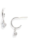 Kate Spade Mini Stone Huggie Hoop Earrings In Clear/ Silver