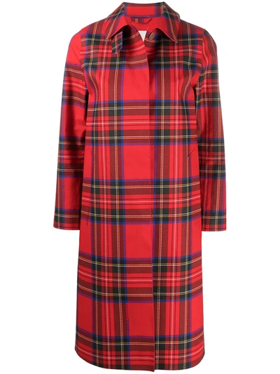 Mackintosh Check-print Single Breasted Coat In Red