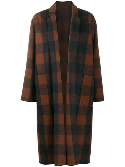 Mackintosh Monreith Check Longline Coat In Brown