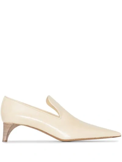 Jil Sander Neutral 45 Pointed Leather Loafer Pumps In Neutrals