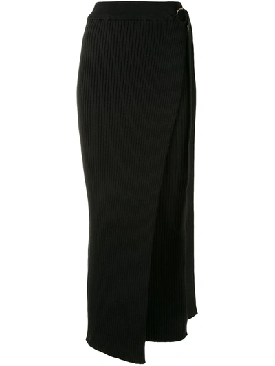 Anna Quan Women's Matilde Ribbed Cotton Midi Wrap Skirt In Black,white