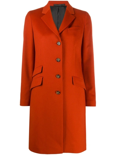 Paul Smith Long-sleeved Buttoned Up Coat In Red