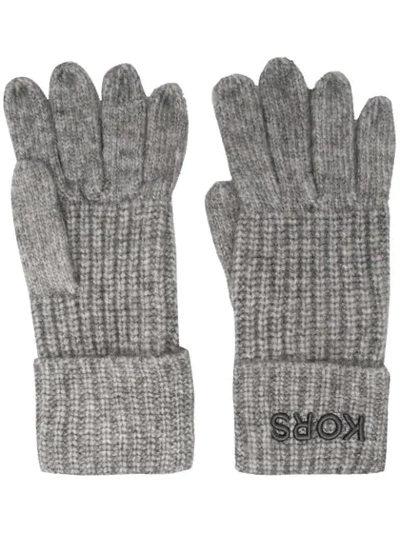 Michael Kors Logo-embroidered Knitted Gloves In Grey