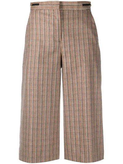 Pt01 Checked Knee-length Shorts In Brown