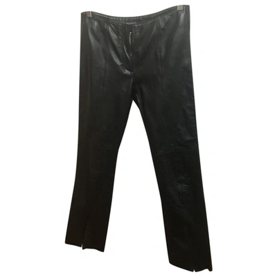 Pre-owned Guess Leather Straight Pants In Black