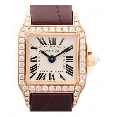 Pre-owned Cartier Santos Demoiselle Brown Pink Gold Watch