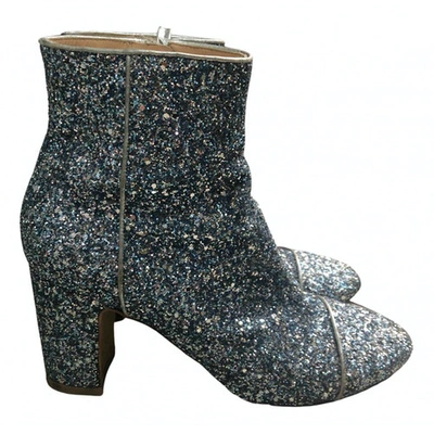 Pre-owned Polly Plume Metallic Glitter Ankle Boots
